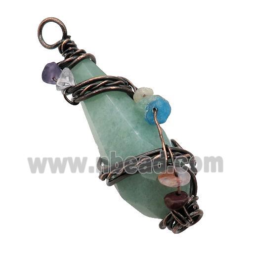 Green Aventurine Teardrop Pendant Wire Wrapped