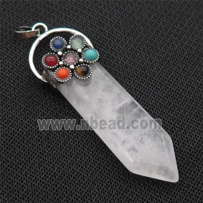 Clear Quartz Arrowhead Pendant Chakra Antique Silver