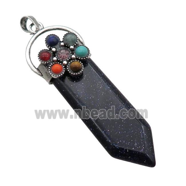 Blue Sandstone Arrowhead Pendant Chakra Antique Silver