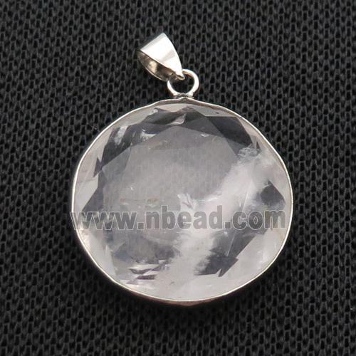 Clear Quartz Button Pendant