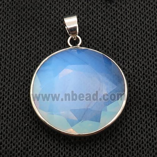 White Opalite Button Pendant