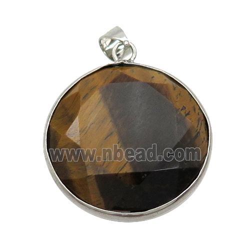 Tiger Eye Stone Button Pendant