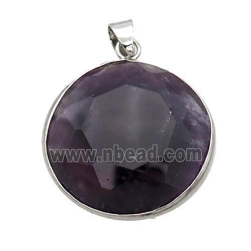 Amethyst Button Pendant