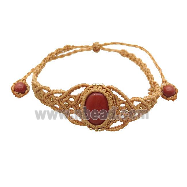 Red Jasper Macrame Bracelet Adjustable