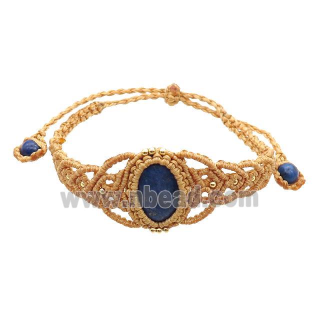 Blue Lapis Macrame Bracelet Adjustable