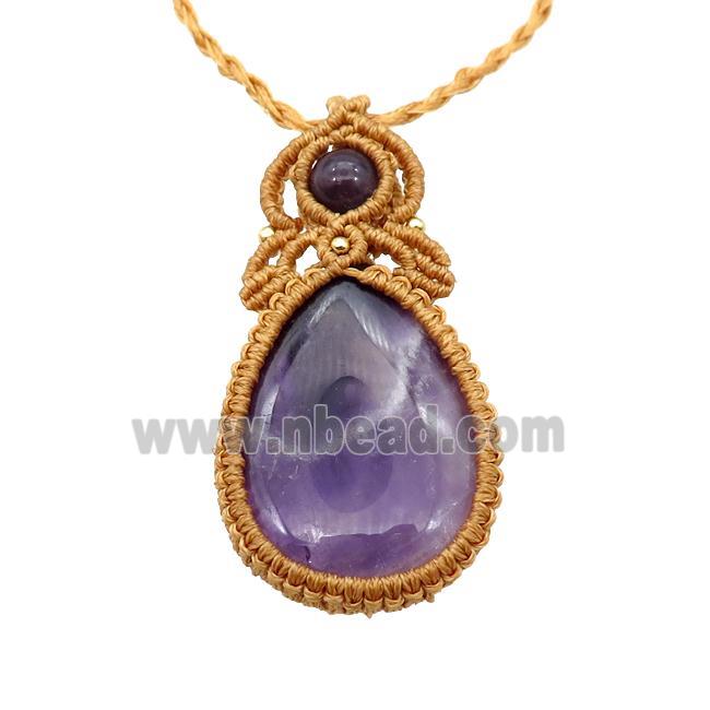 Purple Amethyst Macrame Necklace