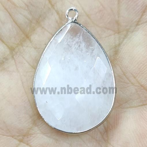 Clear Quartz Pendant Faceted Teardrop