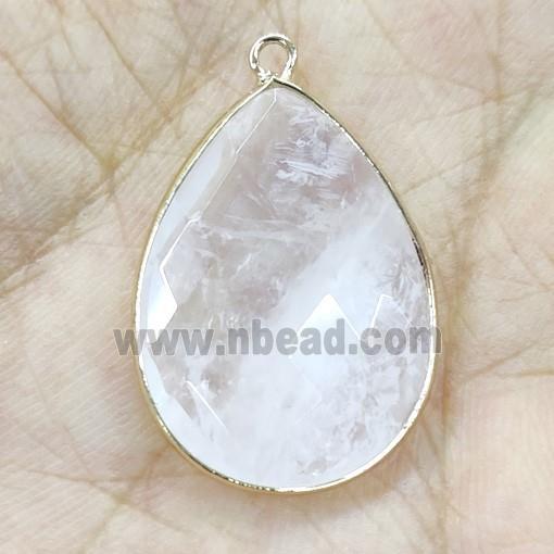 Clear Quartz Pendant Faceted Teardrop