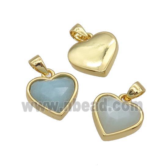 Amazonite Heart Pendant Gold Plated