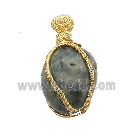 Labradorite Nugget Pendant Freeform Wire Wrapped