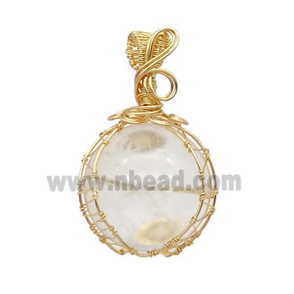 Clear Quartz Pendant Round Wire Wrapped