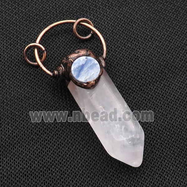 Crystal Quartz Bullet Pendant With Kyanite Antique Red