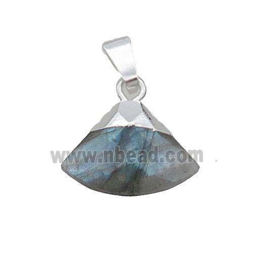 Labradorite Fan Pendant Silver Plated