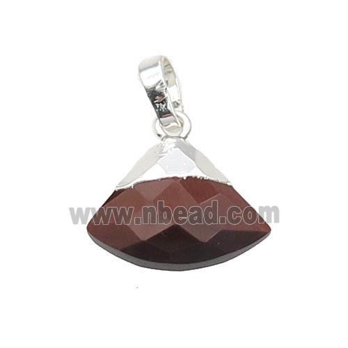 Red Tiger Eye Fan Pendant Silver Plated