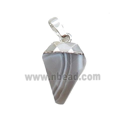 Botswana Agate Arrowhead Pendant Silver Plated