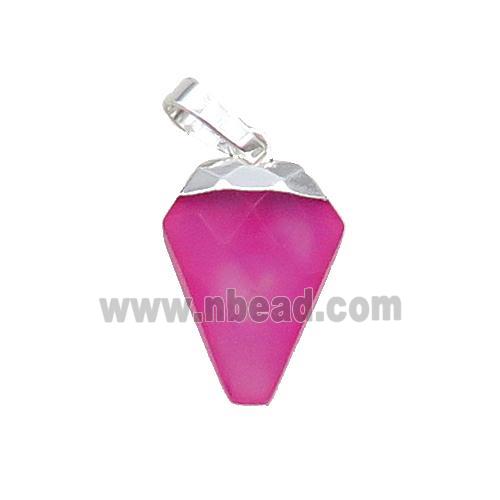 Hotpink Dye Agate Arrowhead Pendant Silver Plated