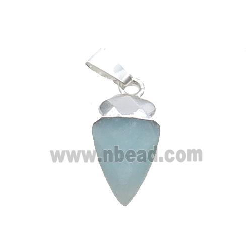 Blue Amazonite Arrowhead Pendant Silver Plated