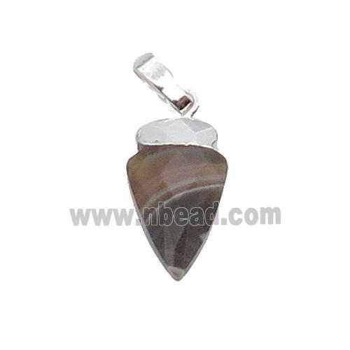 Botswana Agate Arrowhead Pendant Silver Plated