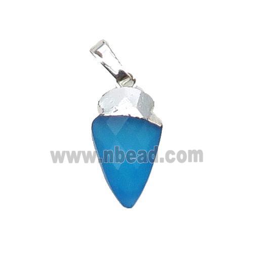 Blue Agate Arrowhead Pendant Dye Silver Plated