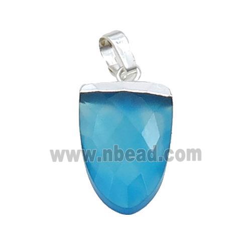 Blue Agate Tongue Pendant Dye Silver Plated