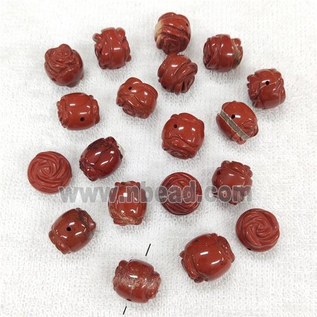 Red Jasper Flower Beads Carved