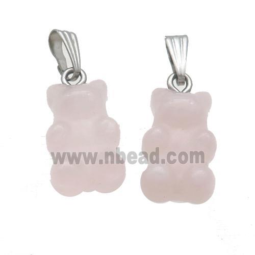 Pink Rose Quartz Bear Pendant