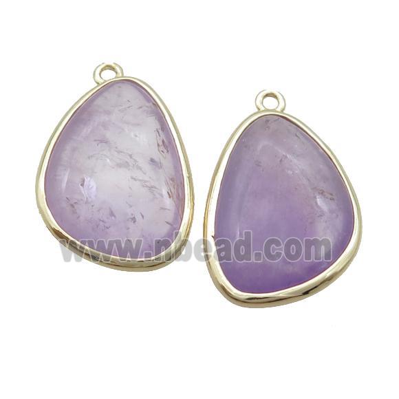 Purple Amethyst Teardrop Pendant Gold Plated