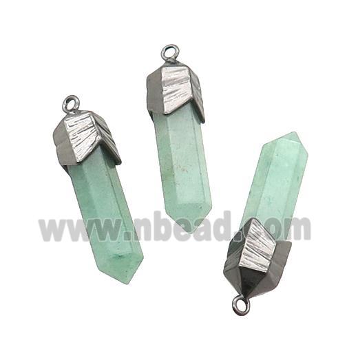 Green Aventurine Bullet Pendant Black Plated