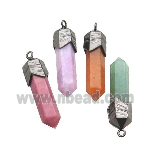 Mix Gemstone Bullet Pendant Black Plated