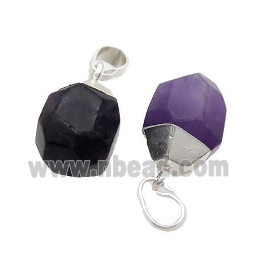 Deep Purple Amethyst Pendant Faceted Teardrop Silver Plated