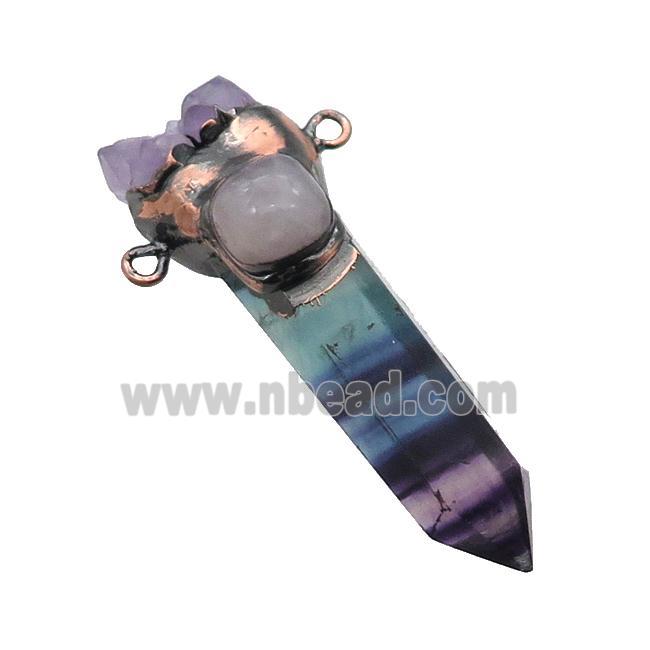 Natural Fluorite Bullet Pendant Amethyst Antique Red