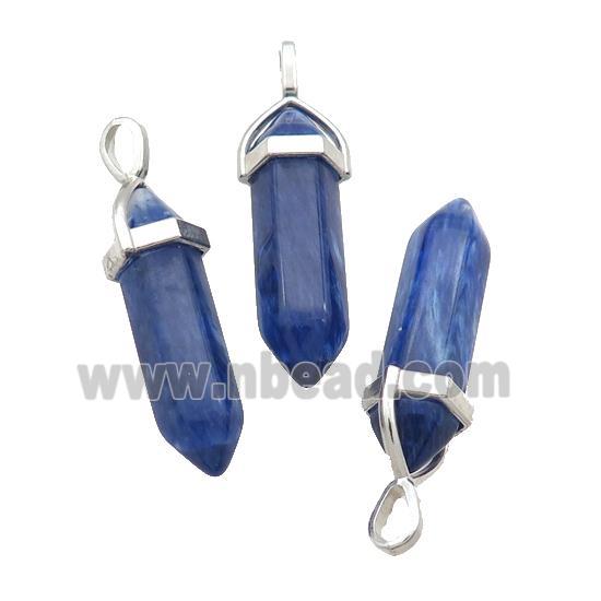 Synthetic Quartz Bullet Pendant Blue