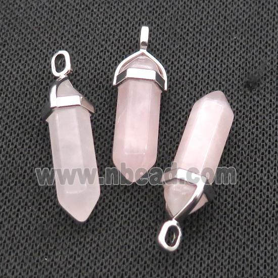 Natural Rose Quartz Bullet Pendant Pink