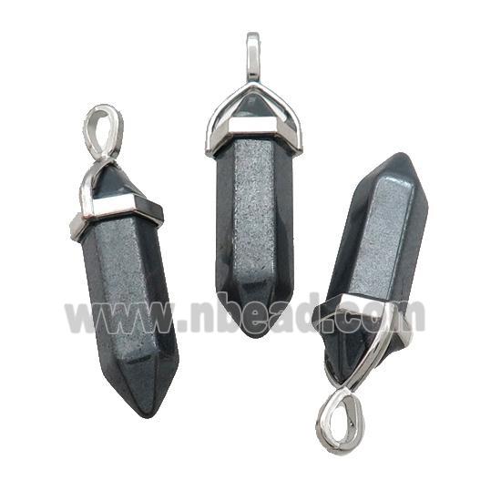 Natural Black Hematite Bullet Pendant