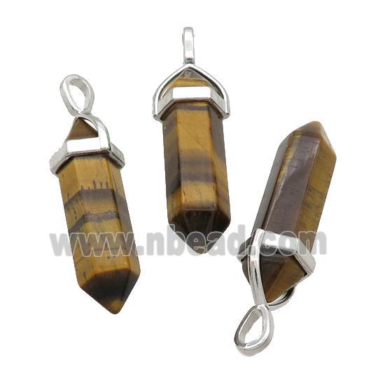 Natural Tiger Eye Stone Bullet Pendant Yellow