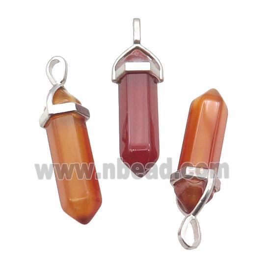 Natural Red Agate Bullet Pendant Dye