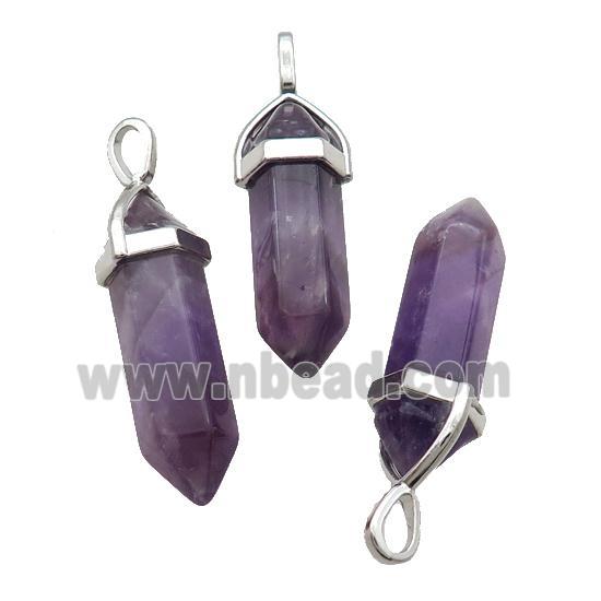 Natural Amethyst Bullet Pendant Purple