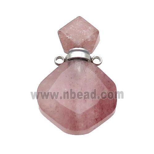 Natural Pink Strawberry Quartz Perfume Bottle Pendant