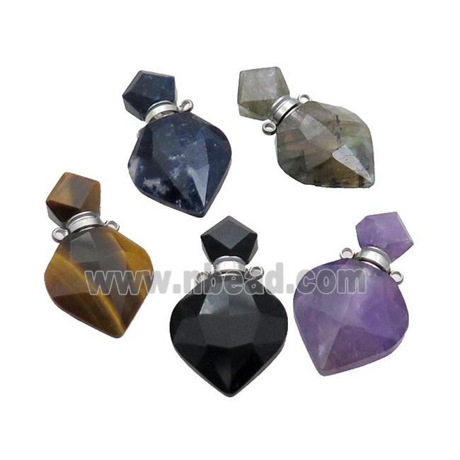 Natural Gemstone Perfume Bottle Pendant Mixed