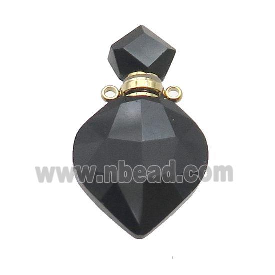 Natural Black Onyx Agate Perfume Bottle Pendant