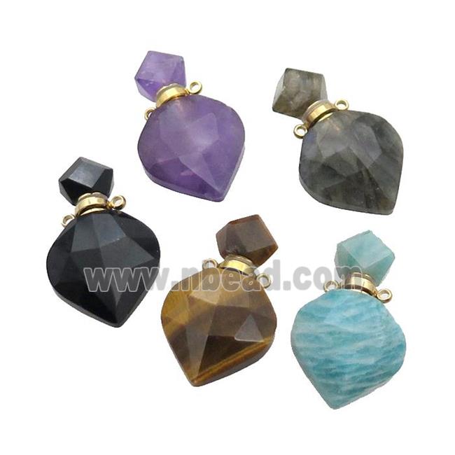 Natural Gemstone Perfume Bottle Pendant Mixed