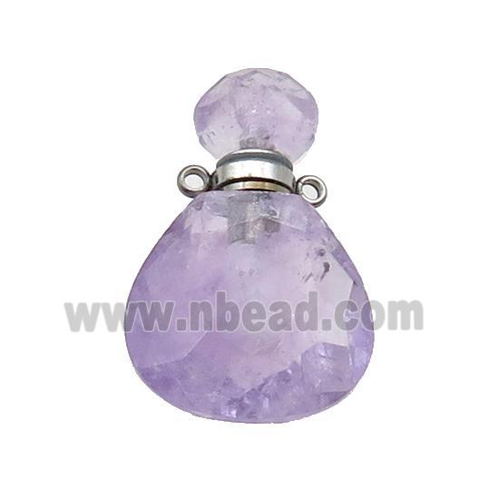 Natural Amethyst Perfume Bottle Pendant Lt.purple