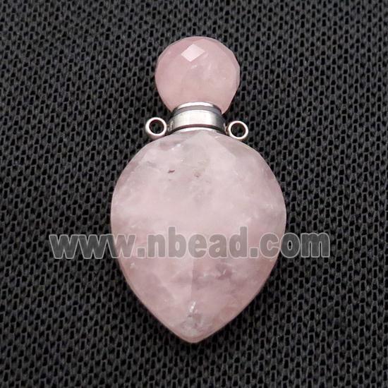 Natural Pink Rose Quartz Perfume Bottle Pendant