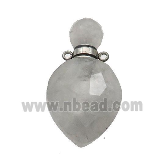 Natural Cloudy Quartz Gray Perfume Bottle Pendant