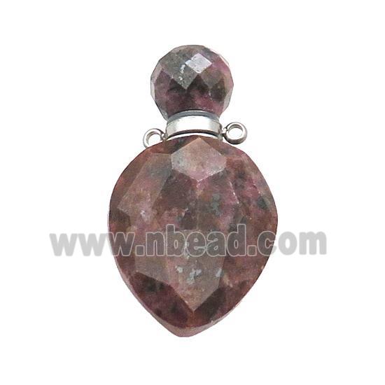 Natural Rhodonite Perfume Bottle Pendant Pink