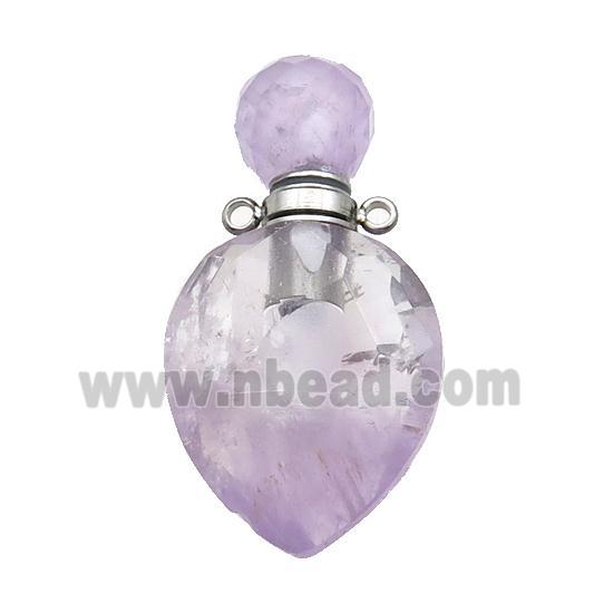 Natural Amethyst Perfume Bottle Pendant Lt.purple