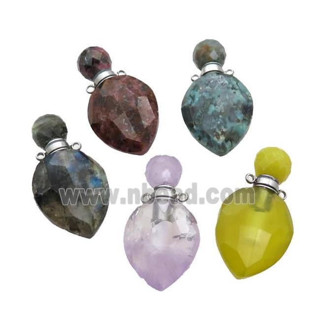 Natural Gemstone Perfume Bottle Pendant Mixed