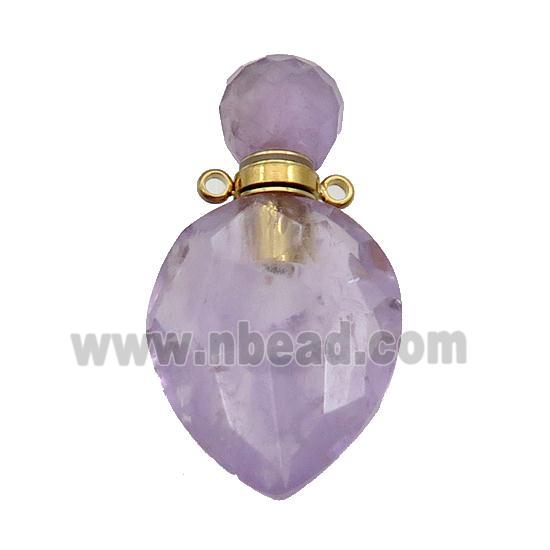 Natural Amethyst Perfume Bottle Pendant Lt.purple