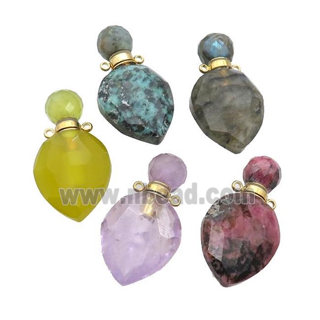 Natural Gemstone Perfume Bottle Pendant Mixed