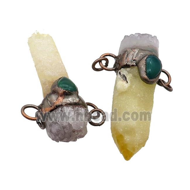 Crystal Quartz Stick Pendant Yellow Dye Amethyst Antique Red